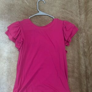 Pink Ruffle Sleeve Top